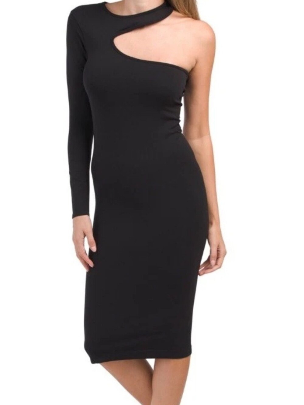 NWT Helmut Lang Black Seamless Asymmetric Bodycon Dress Size XS/S Retail 195$